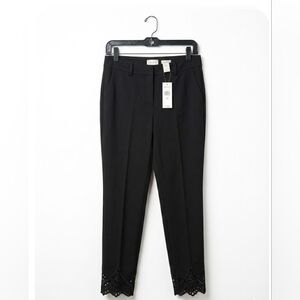 Chico's So Slimming Brigitte Slim Pants Black Lace Hem Ankle Size 12 NWT